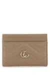 Gucci Women Cappuccino Leather Gg Marmont Card Holder In Brown
