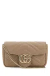 Gucci Women Cappuccino Leather Mini Marmont Clutch