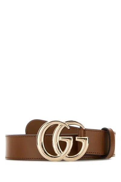 Gucci Women Caramel Leather Belt In Brown