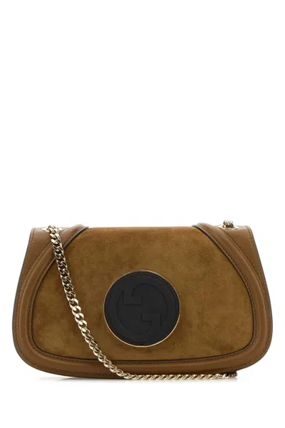 Gucci Women Caramel Suede And Leather  Blondie Shoulder Bag