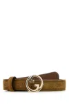 Gucci Women Caramel Suede  Blondie Belt In Brown