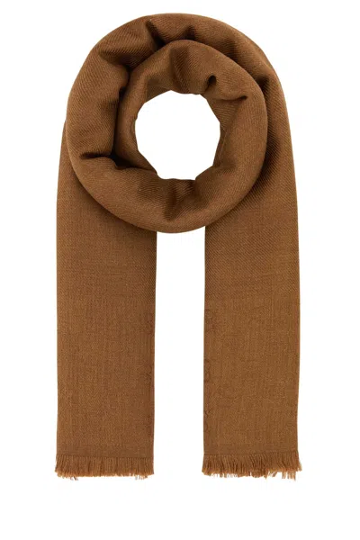 Gucci Women Caramel Wool Blend Scarf In Brown