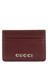 Gucci Script Leather Card Case In Red