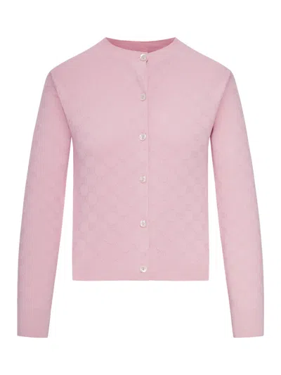Gucci Women Cardigan In Fine Gg Jacquard Fabric In Pink