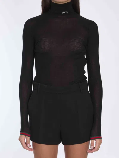 Gucci Women Cashmere And Silk Blend Top In Black