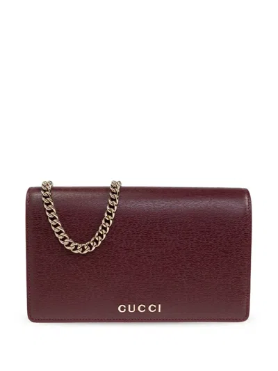 Gucci Women Chain Wallet In Burgundy