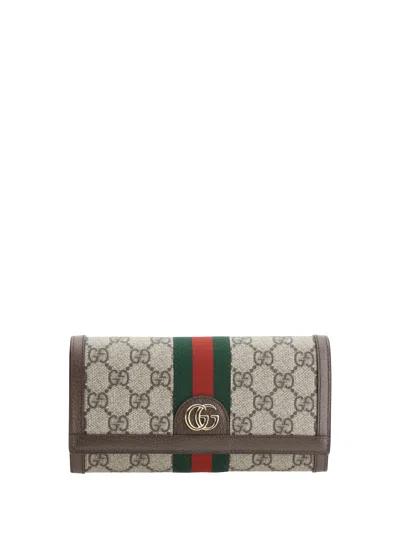 Gucci Multicolor Cotton Wallet In Brown