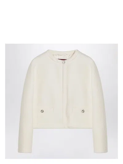 GUCCI WOMEN'S CHALK-COLOURED BOUCLÃ© WOOL JACKET