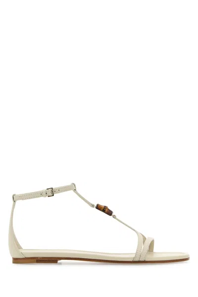 Gucci Women Chalk Leather Sandals