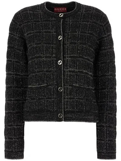 Gucci Women Checked Cardigan In Black