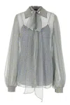Gucci Light Blue Printed Chiffon Shirt