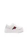 Gucci Stripe-detail Leather Sneakers In White