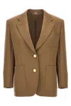 Gucci Oversized Wool Blazer With Back Clamp Detail In Cream
