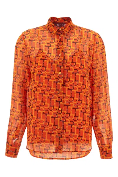 Gucci Women Clamp Print Shirt In Multicolor
