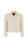 Gucci White Jacket With Notched Revers In Gg Canvas Woman