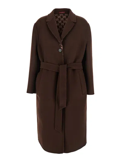 Gucci Silk And Wool Reversible Coat In Brown