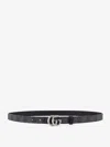 Gucci Women Coated Canvas Belt With Metal Gg Logo In Black