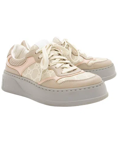 Pre-owned Gucci Women's Coated Canvas, Leather, Nylon Interlocking G Platform Sneakers  (authentic Pre-loved)