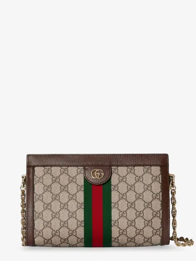Gucci Women Coated Canvas Ophidia Shoulder Bag In Brown