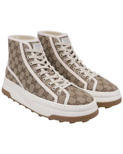 Pre-owned Gucci Women's Coated/waterproof Canvas Gg Monogram Tennis 1977 High Top  Platform Sneaker (authentic