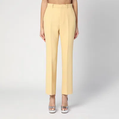 Gucci Women Coloured Wool Crepe Trousers In Yellow