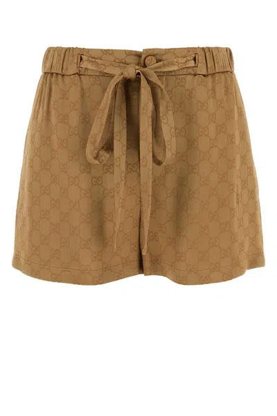 Gucci Women Copper Gg Satin Shorts In Multi