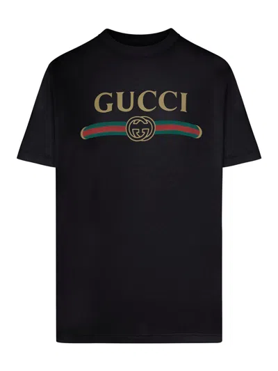 Gucci Women Cotton And Silk Jersey T-shirt With Print In Blue