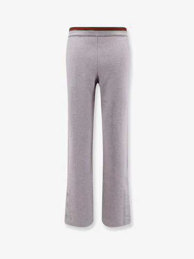 Gucci Women Cotton Blend Trouser With Web Detail In Gray