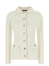 Gucci White Stretch Crochet Blazer In Neutral