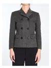 Gucci Womens Canvas Double-breasted Slim-fit Cotton Blazer Black Grey In Grey
