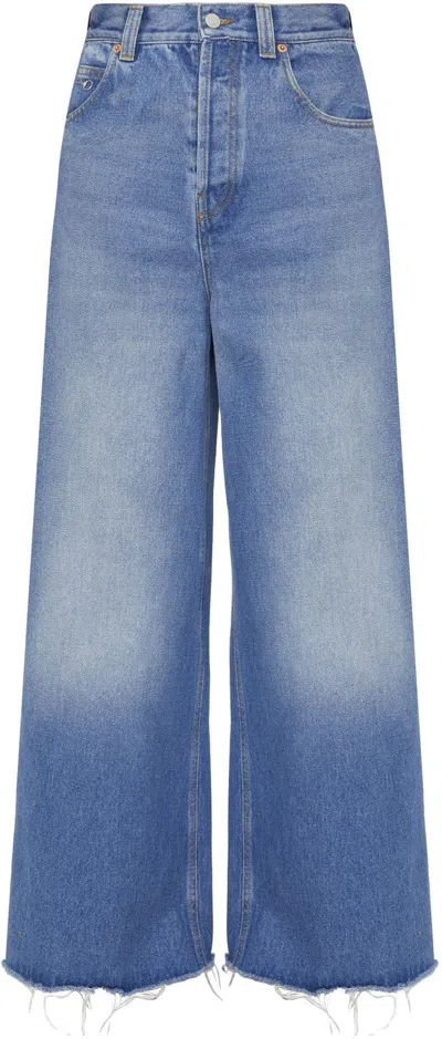 Gucci Women's Cotton Denim Jeans In Light Blue