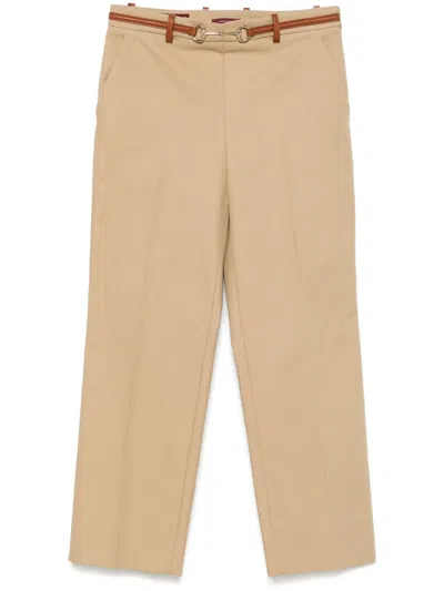 Gucci Women Cotton Drill Trousers With Clamp In Nude