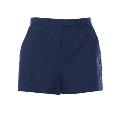 Gucci Women Cotton Gg Shorts In Blue