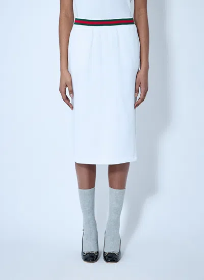 Gucci Women Cotton Jersey Skirt With Web Trim In White