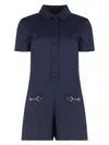 Gucci Embellished Leather-trimmed Canvas-jacquard Playsuit