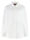 Gucci Women White Shirt With Tonal Logo Lettering Embroidery On The Collar In Cotton Woman In White