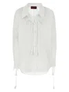 Gucci White Shirt With Pointed Collar With Tie Detail And Horsebit In Cotton Woman