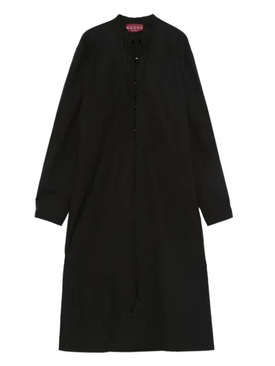 Gucci Mini Dress With Long Sleeves And Belted Waist In Black