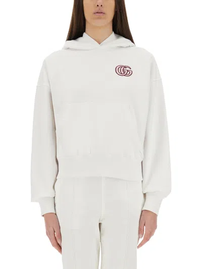 Gucci Women Cotton Sweatshirt With Embroidery In White