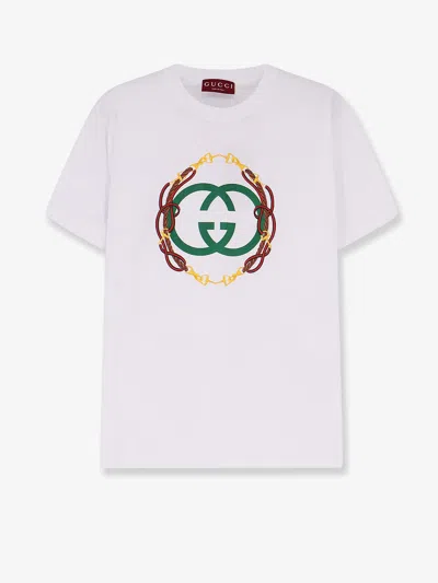 Gucci Women Cotton T-shirt With Interlockin Gg Print In White