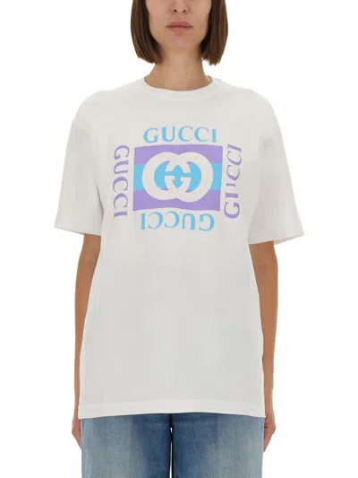 GUCCI GUCCI WOMEN COTTON T-SHIRT WITH PRINT
