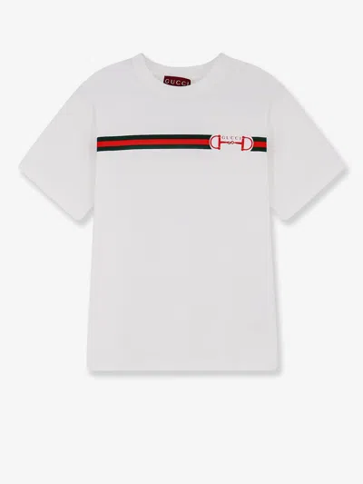 Gucci Women Cotton T-shirt With Printed Logo On The Front In White