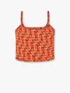 Gucci Orange Top With Spaghetti Straps And All-over Horsebit Print In Cotton Woman In Brown