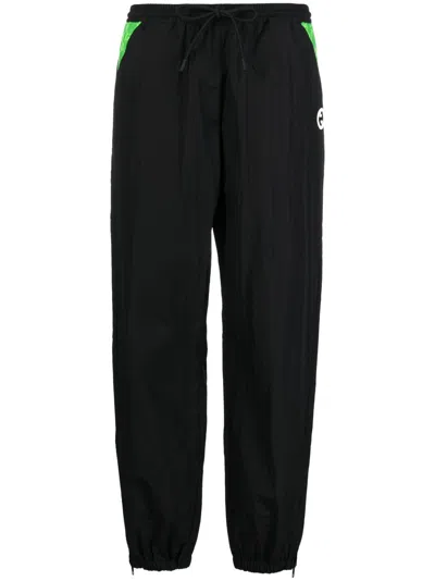 Gucci Interlocking G Logo Panelled Track Pants In Black