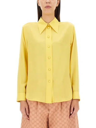 GUCCI GUCCI WOMEN CREPE DE CHINE AND SILK SHIRT
