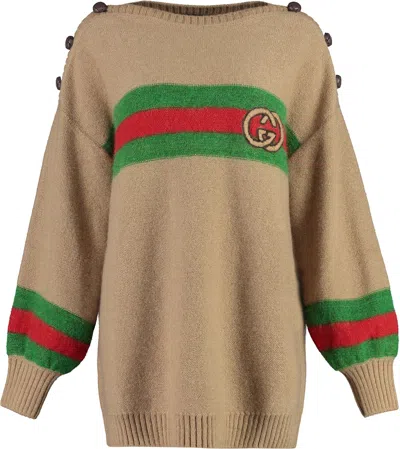 GUCCI WOMEN'S CREW-NECK WOOL SWEATER