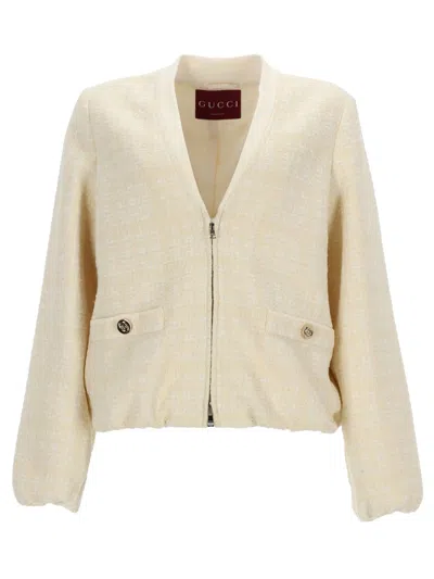 Gucci Women's Cropped Zip-front Jacket In Beige