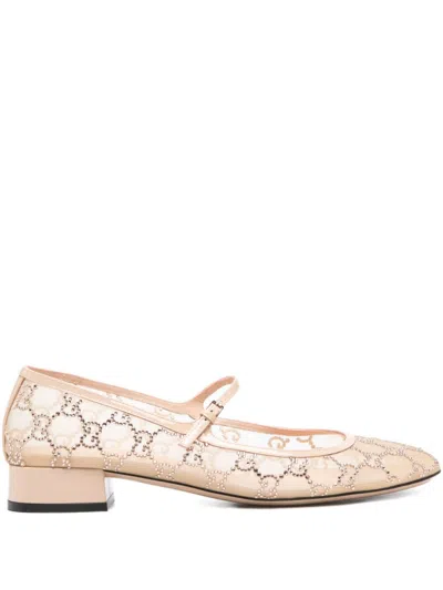 Gucci Women Crystal Embellished Ballets In Pink