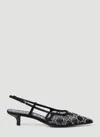 Gucci Women Crystal Gg Slingback Kitten Heels In Black