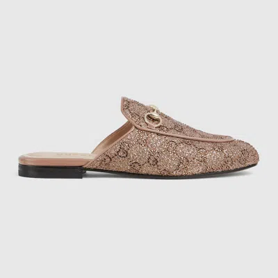 Gucci Women's Crystal Princetown Slipper In Sand